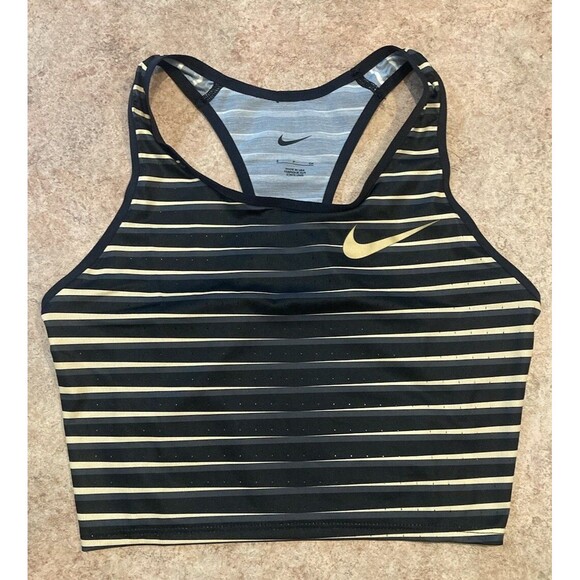 Nike Pro Elite Track & Field Crop Top Black Gold Women's Size Small CW2586-077 - Picture 1 of 8